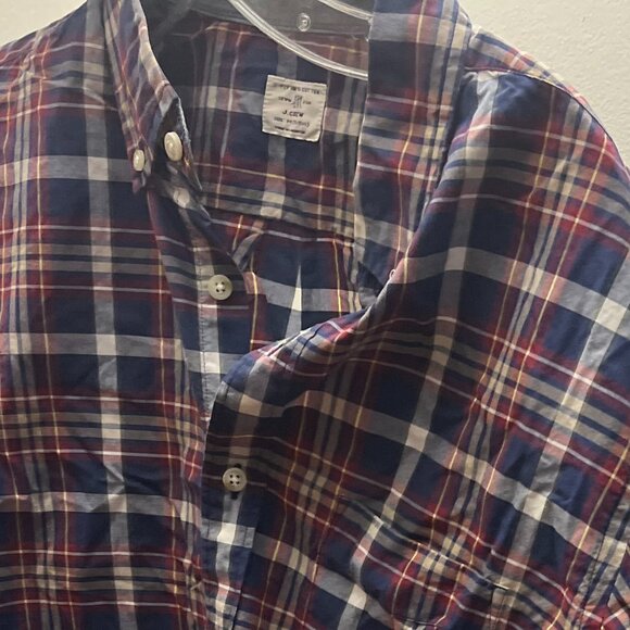 madras shirts tailored by jcrew mens size Medium navy background casual buttonup - Picture 1 of 3